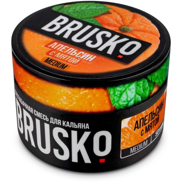 Бестабачная смесь для кальяна Brusko Medium – Апельсин с Мятой 50гр фото