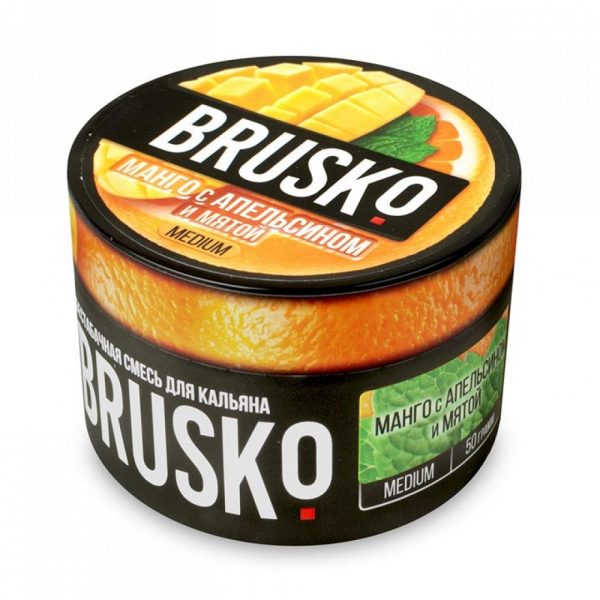 Бестабачная смесь для кальяна Brusko Medium – Манго с Апельсином и Мятой 50гр фото
