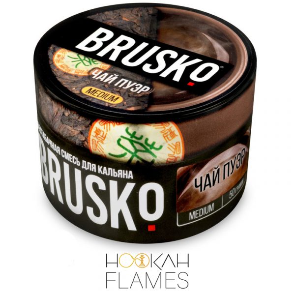 Бестабачная смесь для кальяна Brusko Medium – Чай Пуэр 50гр фото