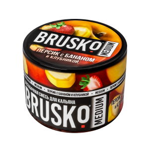 Бестабачная смесь для кальяна Brusko Medium – Персик с Бананом и Клубникой 50гр фото