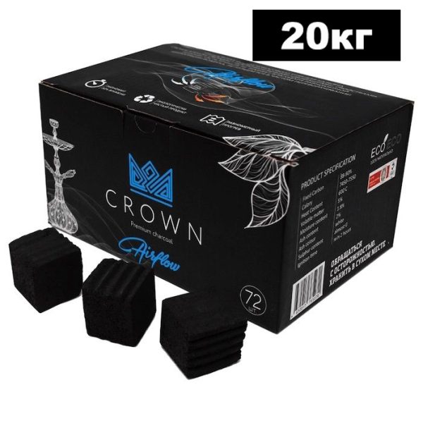 уголь для кальяна Crown (AirFlow) 25мм-72шт- (коробка) 20кг фото