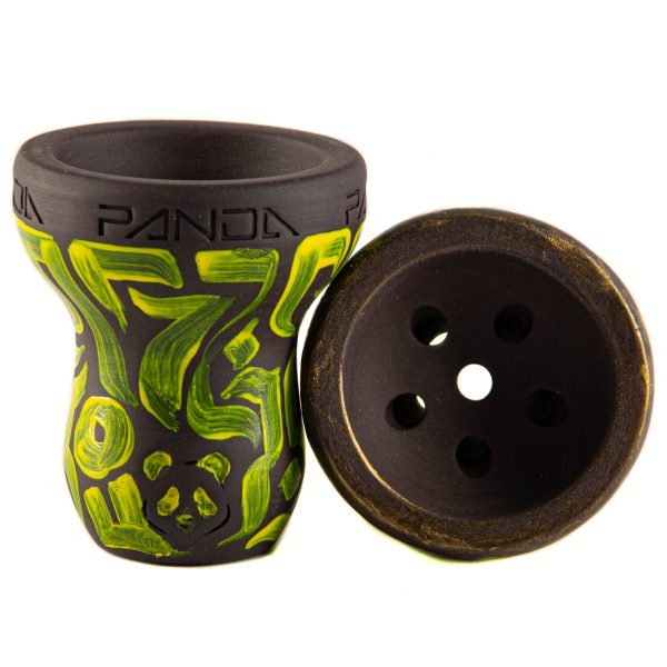 Чашка для кальяна Panda турка тёмная с принтом жёлто-зелёная фото