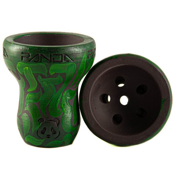 Чашка для кальяна Panda турка тёмная с принтом зелёная фото