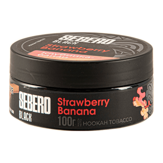 Табак для кальяна Sebero Black - Strawberry Banana (Клубника и Банан) 100гр фото